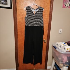 Apt. 9 Black and White Patterned Jumpsuit